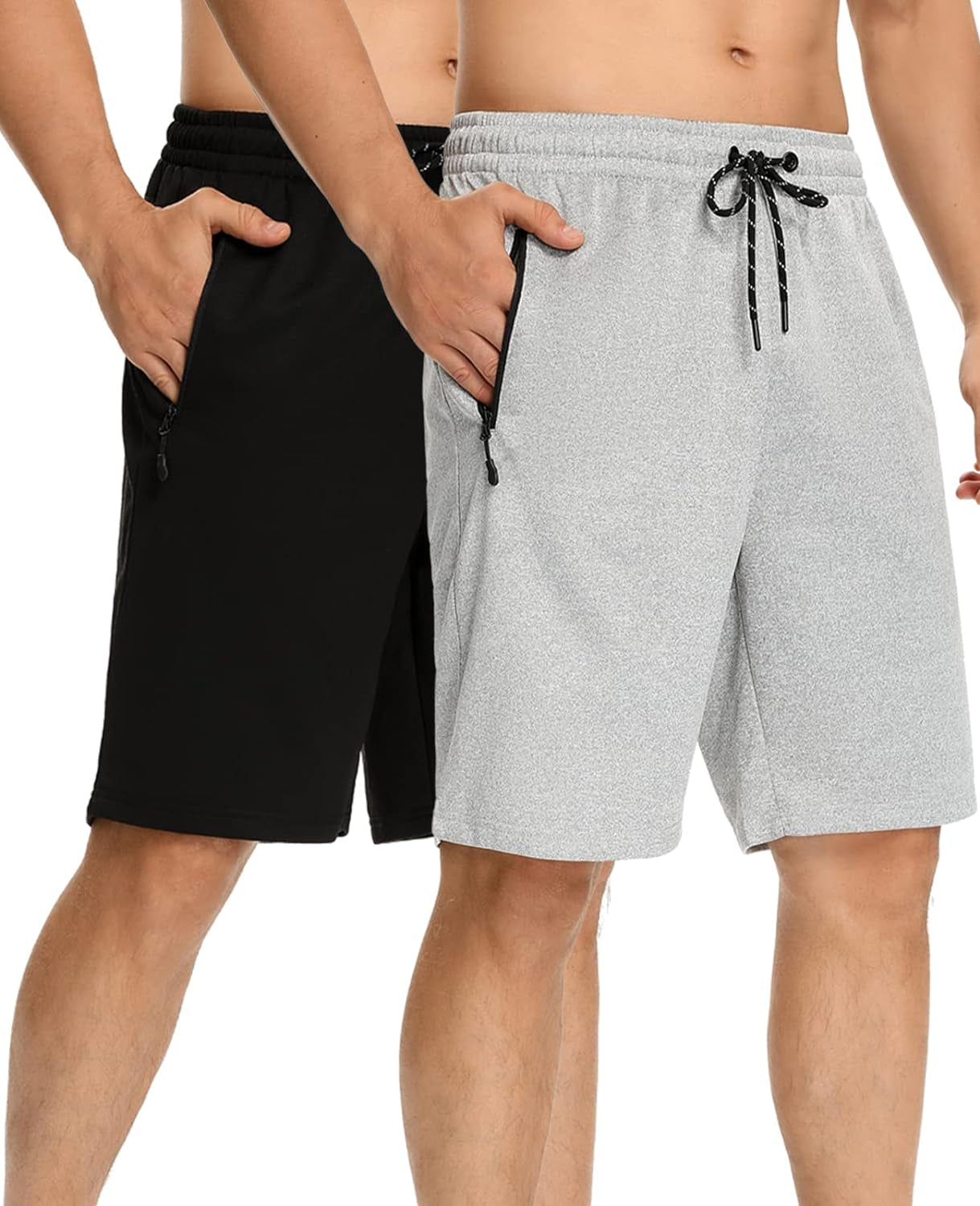 Mens Shorts,Athletic and Training Performance Shorts for Men,Mens Gym and Workout Shorts with Zip Pockets(2-Pack)