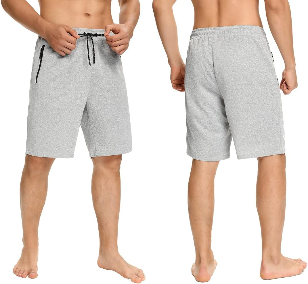 Mens Shorts,Athletic and Training Performance Shorts for Men,Mens Gym and Workout Shorts with Zip Pockets(2-Pack)