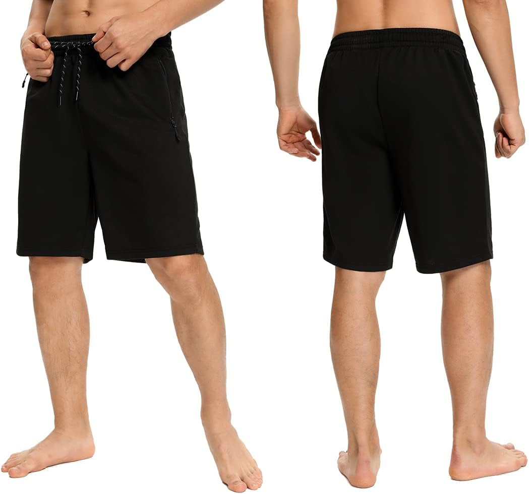 Mens Shorts,Athletic and Training Performance Shorts for Men,Mens Gym and Workout Shorts with Zip Pockets(2-Pack)