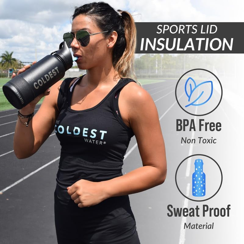 Coldest Sports Water Bottle with Straw Lid Vacuum Insulated Stainless Steel Metal Thermos Bottles Reusable Leak Proof Flask for Sports Gym (Mint Green)