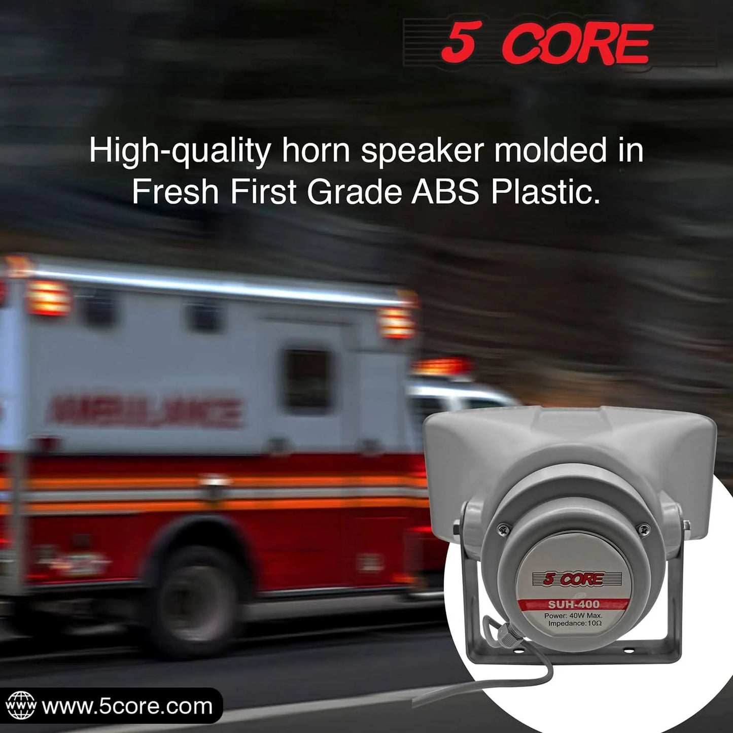 5 Core PA Horn Speaker Outdoor 8X16" Siren Loudspeaker • 40W RMS Loud Megaphone Driver Horn